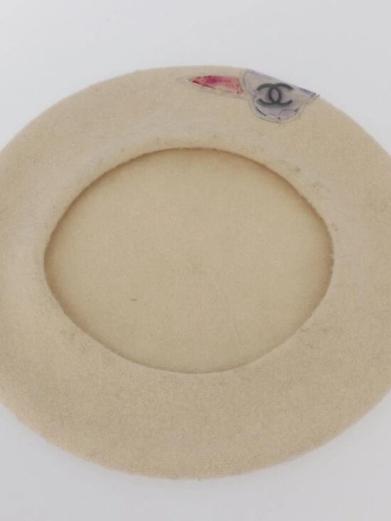 CHANEL Hat Wool Ivory CC Auth 176876A main image 5